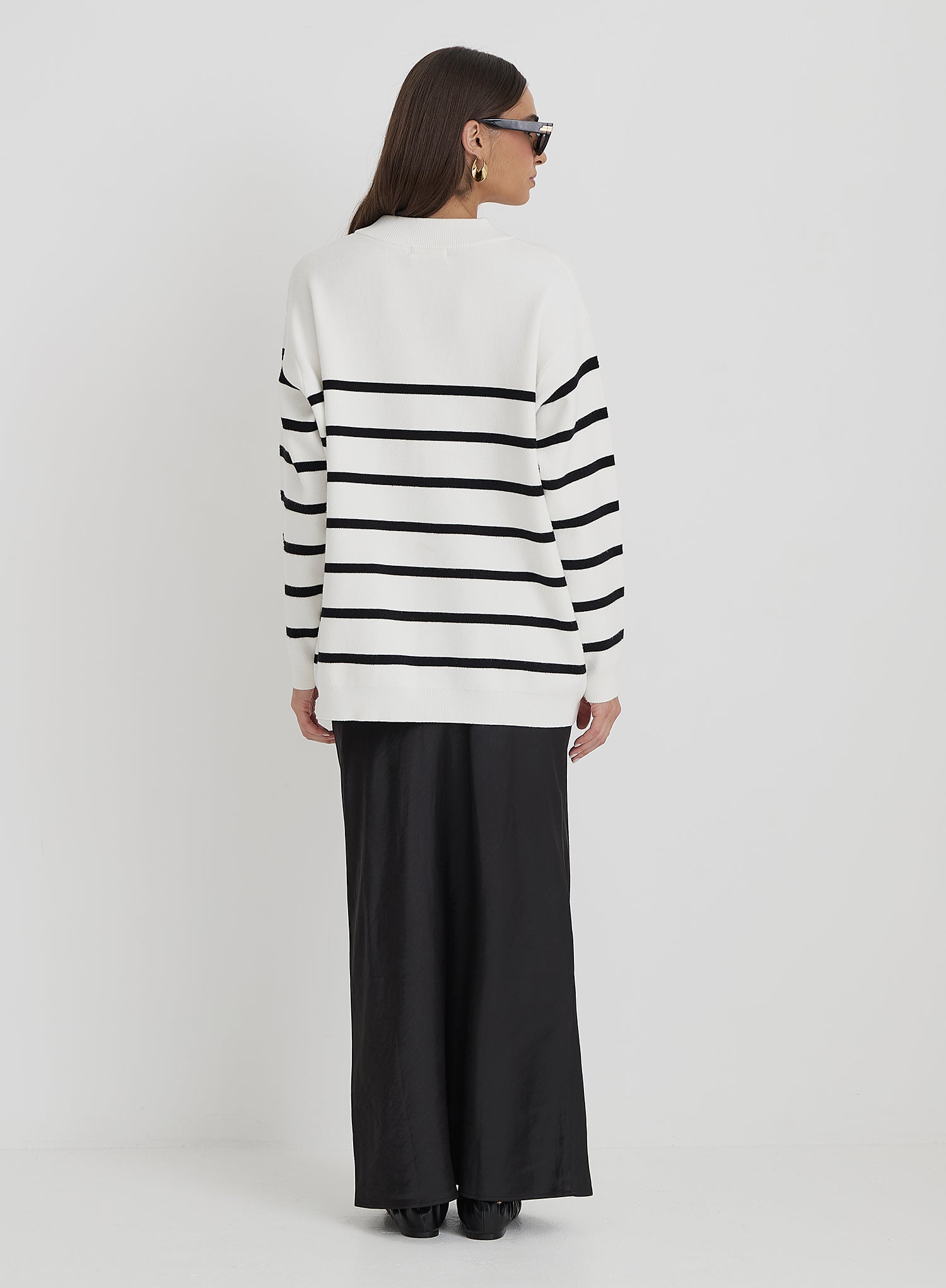 Cream And Navy Stripe Jumper
